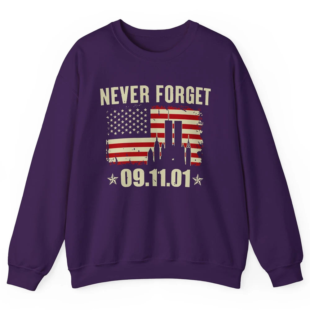 Retro Never Forget 911 American Flag Patriotic Memorial Gift Unisex Crewneck Sweatshirt