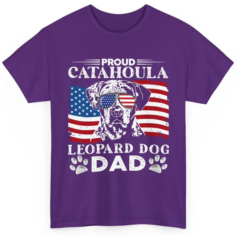 Proud Catahoula Leopard Dog Dad US Flag Patriotic 4th July Classic Unisex T-Shirt