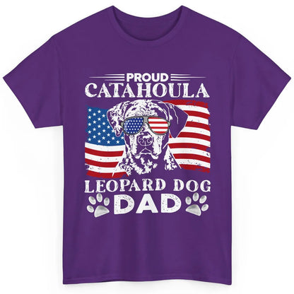 Proud Catahoula Leopard Dog Dad US Flag Patriotic 4th July Classic Unisex T-Shirt