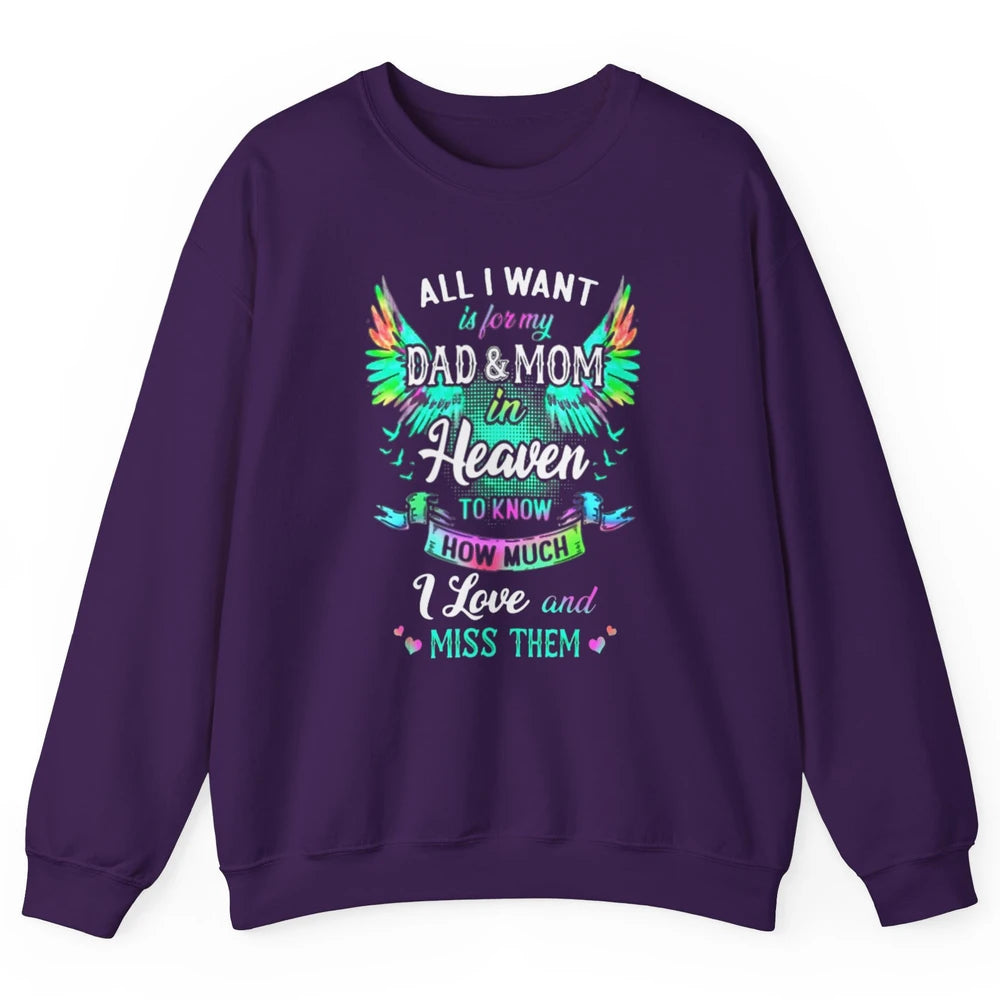 My Mom And Dad In Heaven Angel Wings Mother Memories Forever Unisex Crewneck Sweatshirt