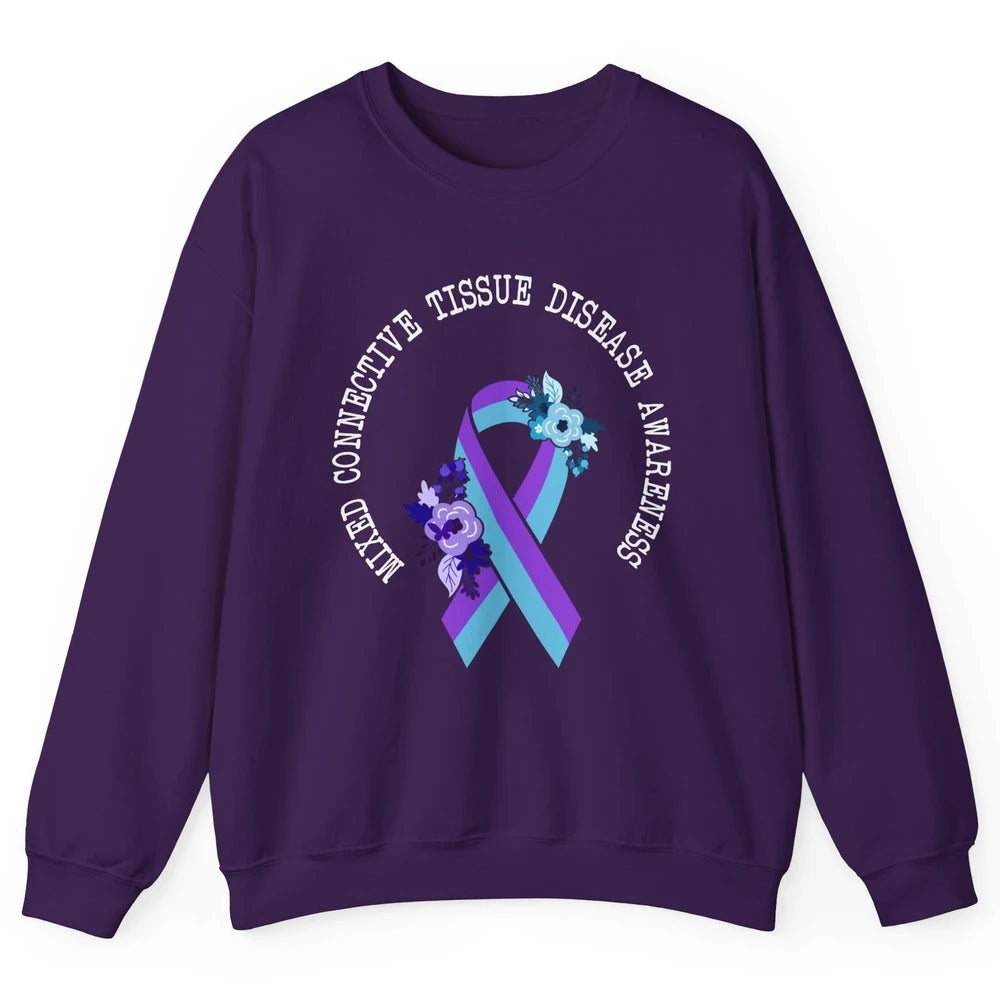 Mixed Connective Tissue Disease Awareness MCTD Floral Ribbon Unisex Crewneck Sweatshirt