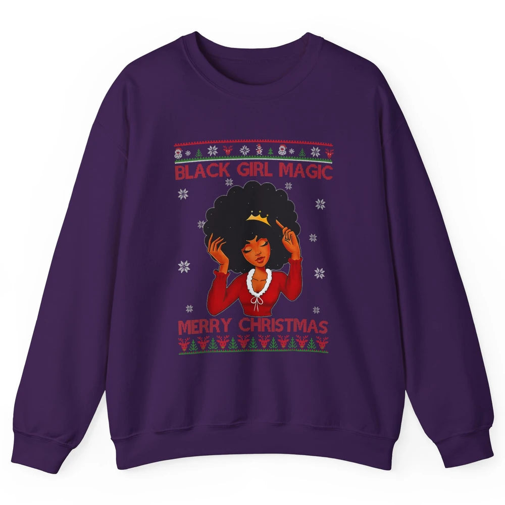 Ugly African Girl American Melanin Christmas Santa Hat Afro Unisex Crewneck Sweatshirt