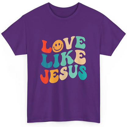 Retro Groovy Love Like Jesus Smiling Face Christ Faith God Classic Unisex T-Shirt