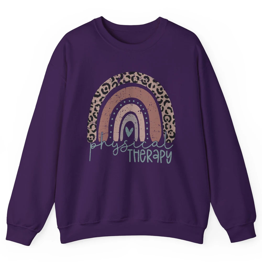 Retro Physical Therapy Rainbow Physical Therapist PT Leopard Unisex Crewneck Sweatshirt