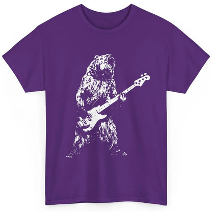 Retro Bear Playing Bass Guitar Bear Guitarist Music Lovers Classic Unisex T-Shirt