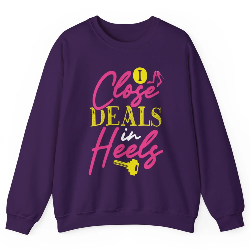 Real Estate Agent Women Closing Deals In High Heels Realtor Unisex Crewneck Sweatshirt