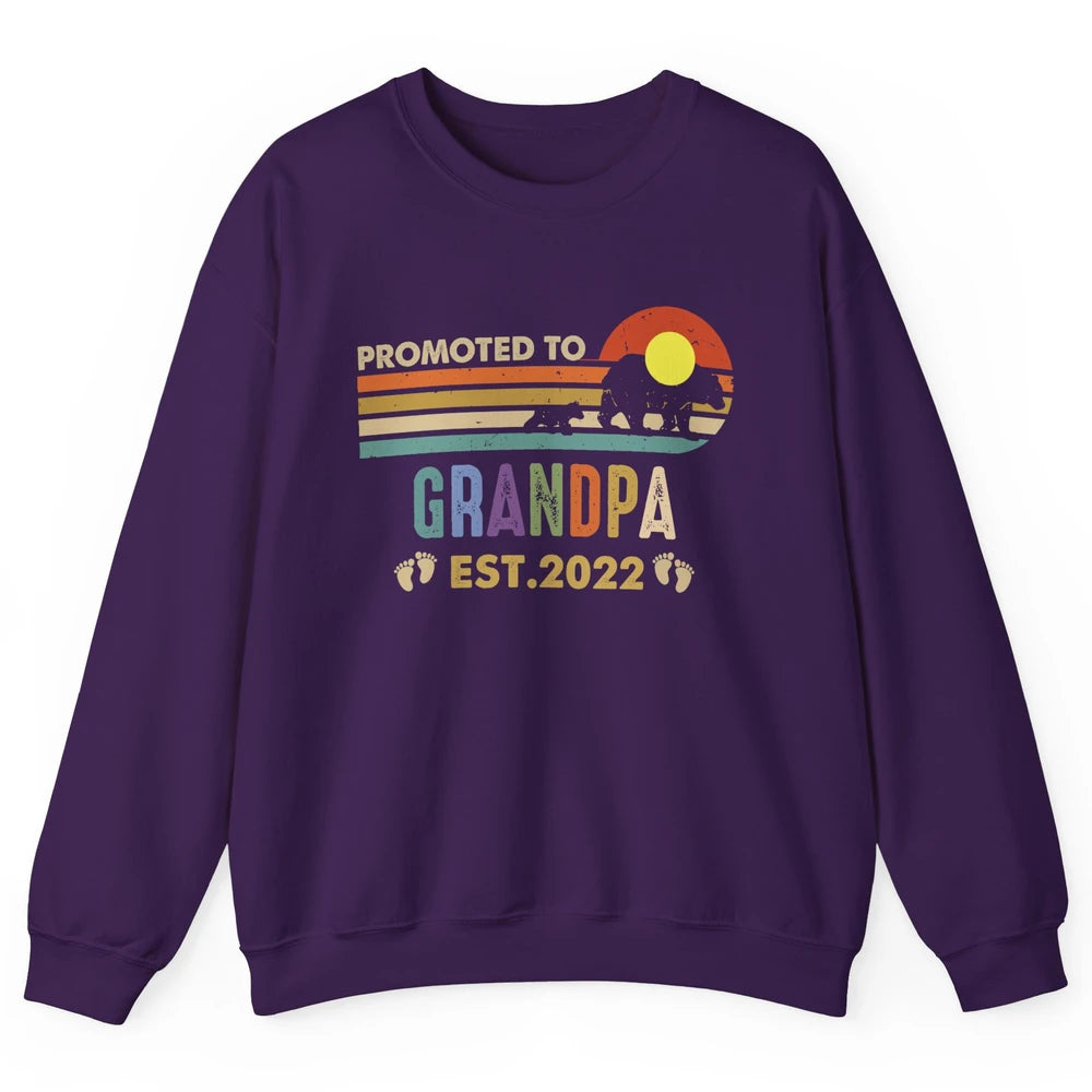 Retro Bear Sunset Promoted To Grandpa Est 2022 Grandpa Gift Unisex Crewneck Sweatshirt