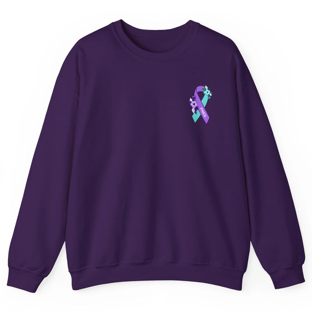 Psychogenic Non-epileptic Seizures PNES Purple Teal Ribbon Unisex Crewneck Sweatshirt