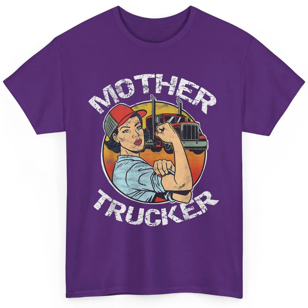 Retro Mother Trucker Truck Driver Mom Life Mothers Day Women Classic Unisex T-Shirt