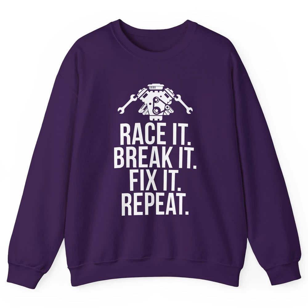 Race Break Fix It Dirt Racing Retro Sprint Car Speed Truck Unisex Crewneck Sweatshirt