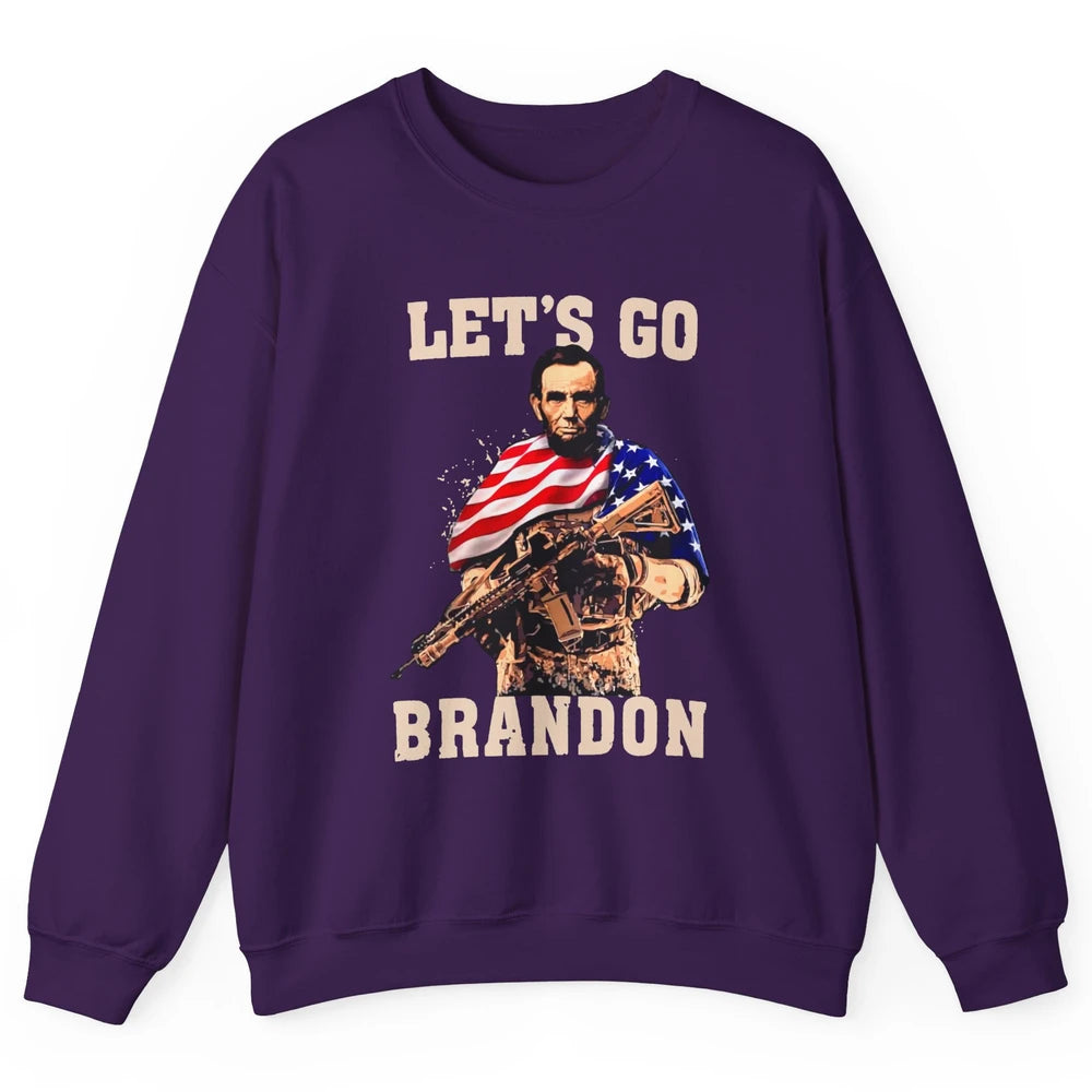 Abraham Lincoln US Flag Lets Go Brandon Conservative Liberal Unisex Crewneck Sweatshirt