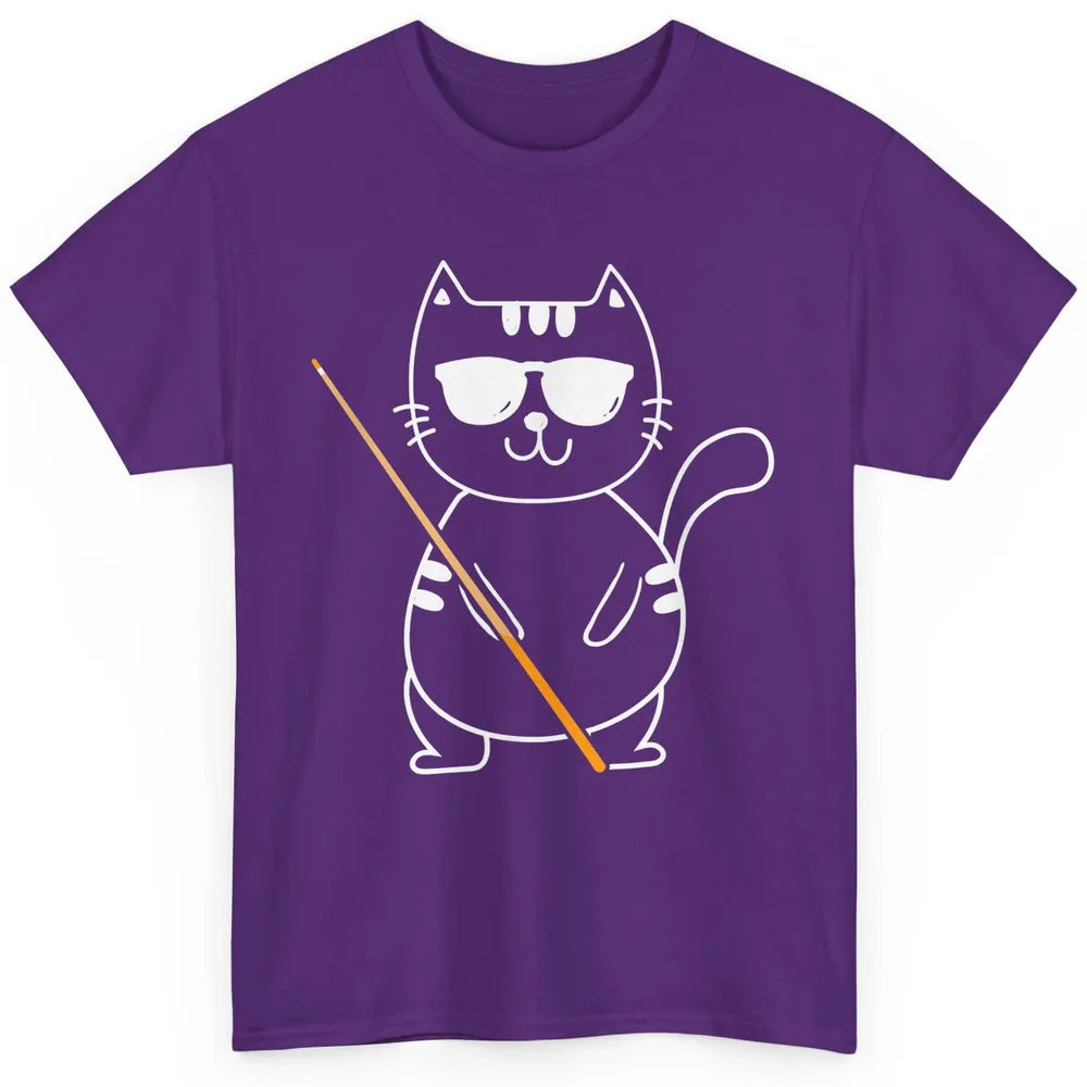 Pool Player Cool Cat Sunglasses Eight Balls Pool Snooker Pun Classic Unisex T-Shirt