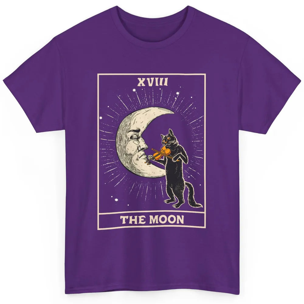 Retro Halloween Cat Guitarist The Moon Tarot Card Witchcraft Classic Unisex T-Shirt