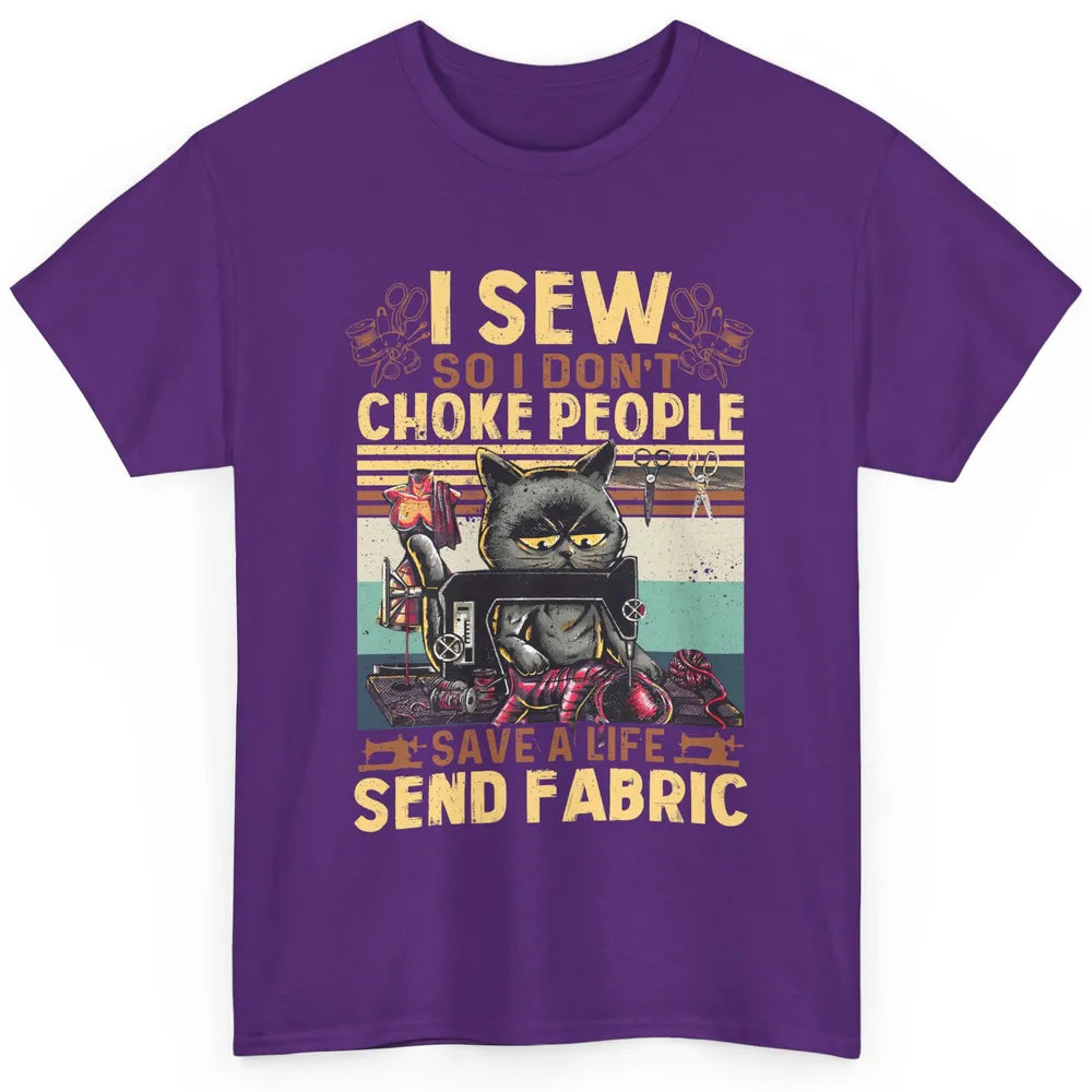 Retro Black Cat I Sew So I Dont Choke People Sewing Quilting Classic Unisex T-Shirt