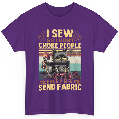 Retro Black Cat I Sew So I Dont Choke People Sewing Quilting Classic Unisex T-Shirt