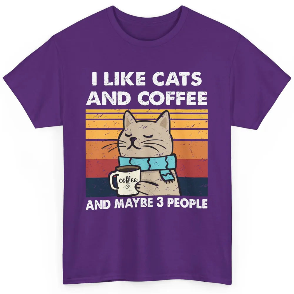 Retro Funny Fall Cat I Like Cats Coffee And Maybe 3 People Classic Unisex T-Shirt