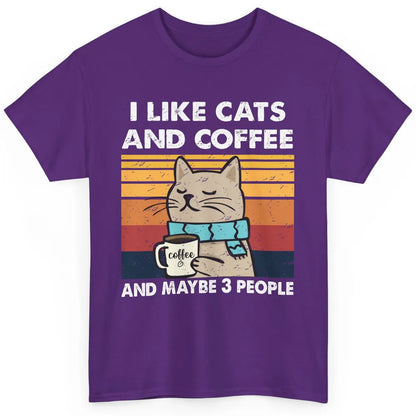Retro Funny Fall Cat I Like Cats Coffee And Maybe 3 People Classic Unisex T-Shirt
