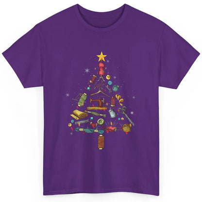 Merry Christmas Sewing Yarn Quilting Xmas Tree Sew Machine Classic Unisex T-Shirt