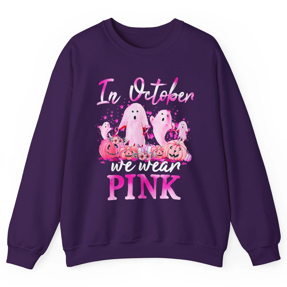 October Wear Ghost Boo Pink Ribbon Breast Cancer Awareness Unisex Crewneck Sweatshirt