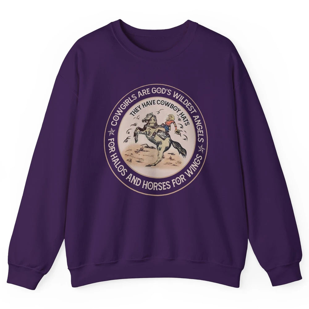 Retro Cowgirls Are God's Wildest Angel Western Country Rodeo Unisex Crewneck Sweatshirt