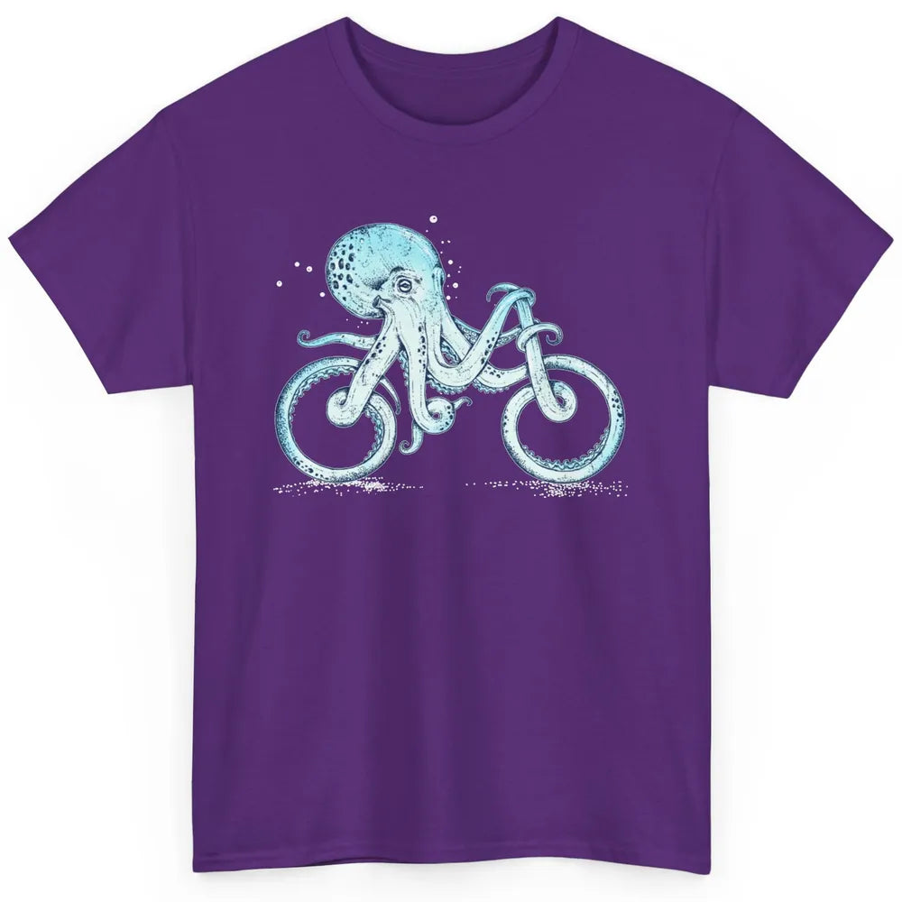 Funny Octopus Riding Bicycle Retro Marine Sea Creature Bike Classic Unisex T-Shirt