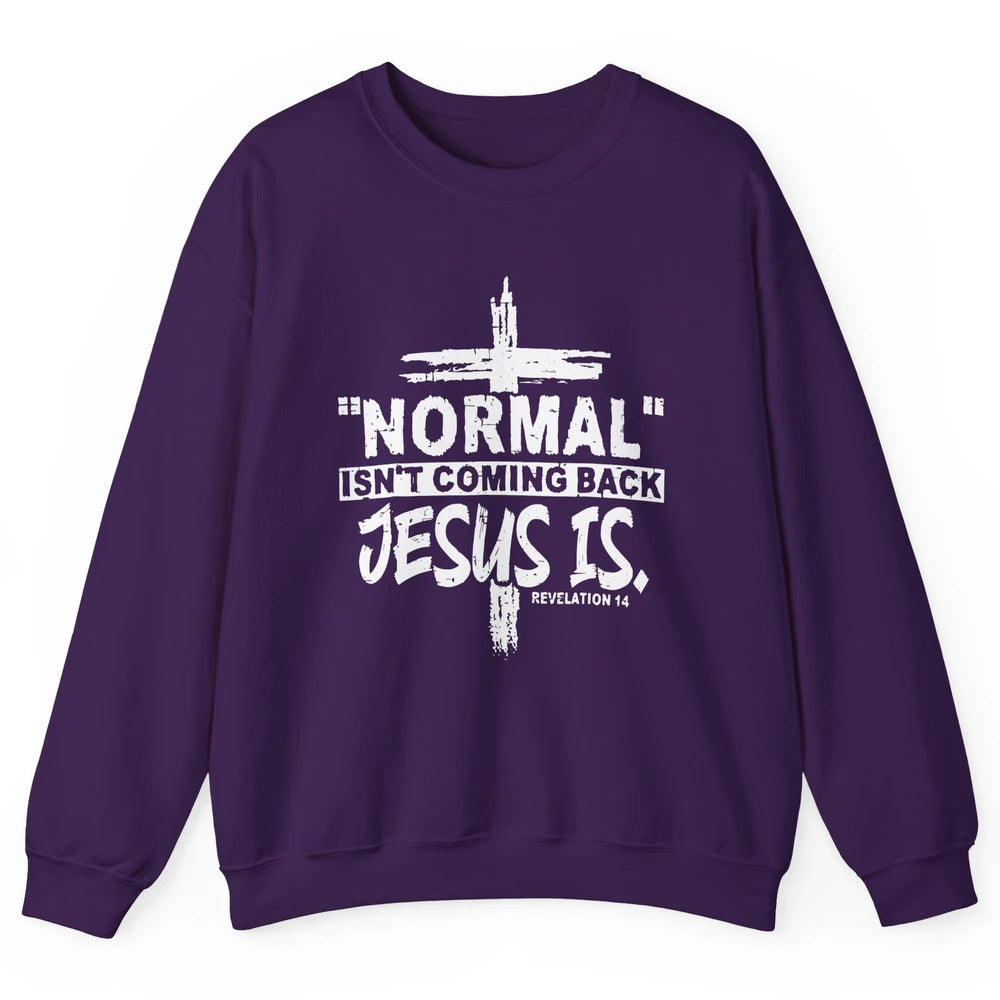Normal Isn't Coming Back Jesus Is Bible Christian Religious Unisex Crewneck Sweatshirt