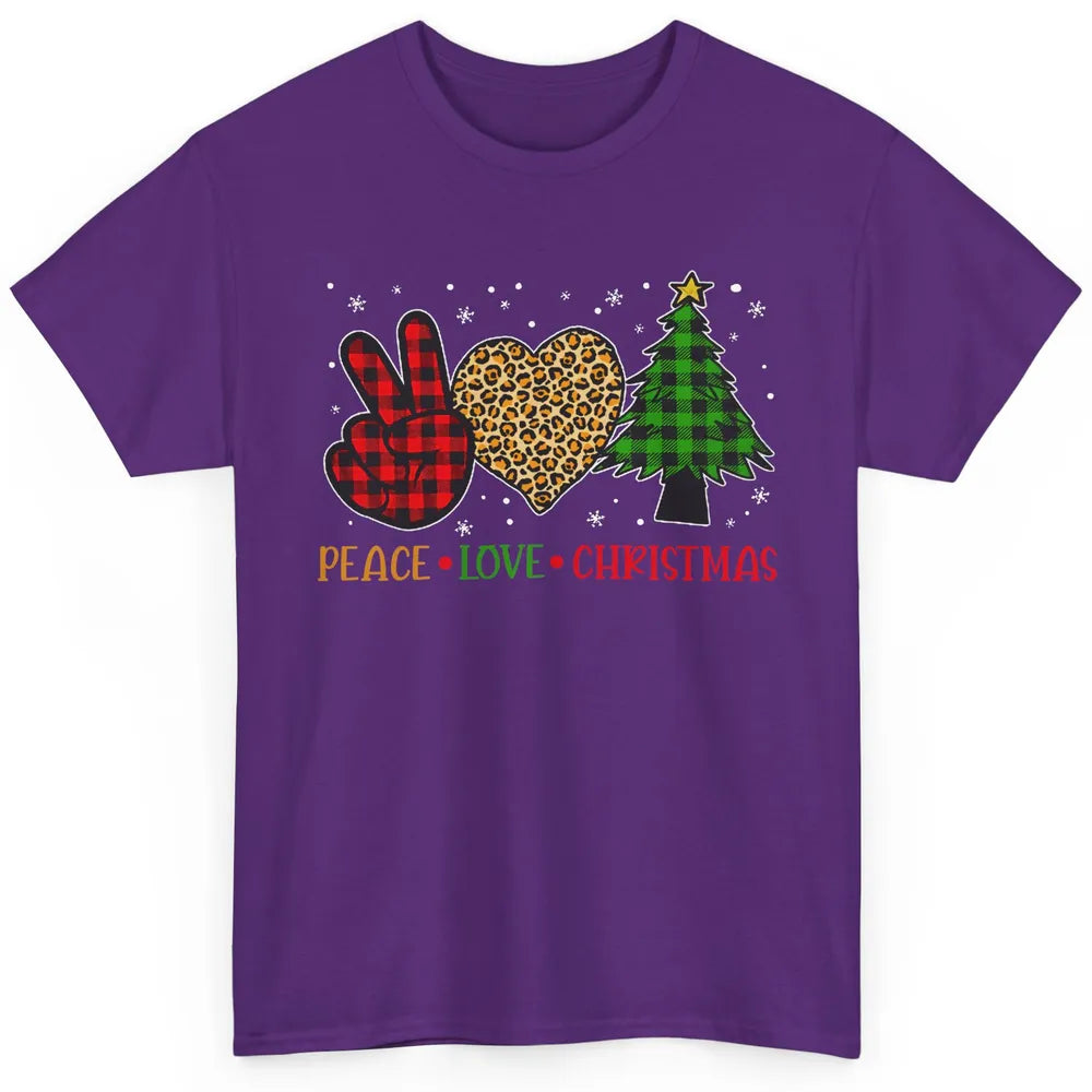Peace Love Christmas Cute Christmas Heart Plaid Xmas Gift Classic Unisex T-Shirt