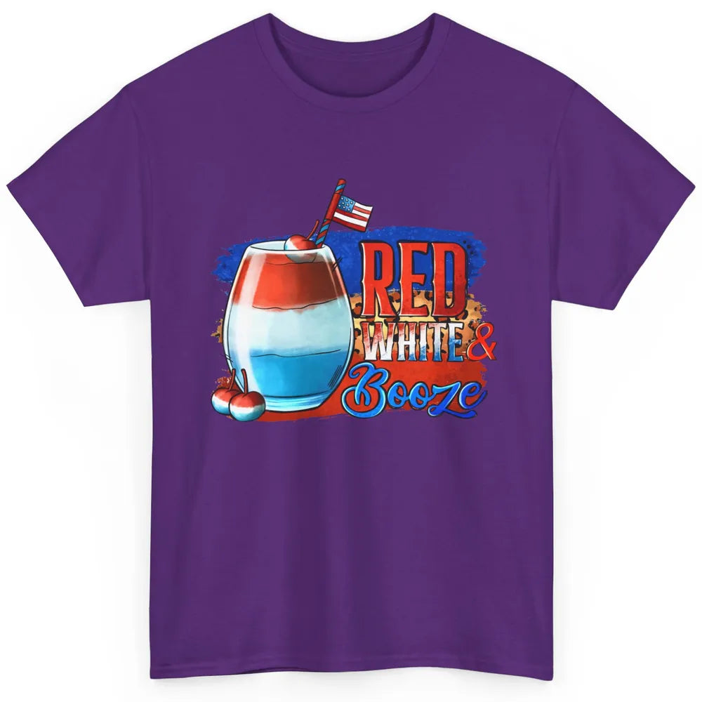 Red White & Booze Leopard US Flag 4th of July American Booze Classic Unisex T-Shirt