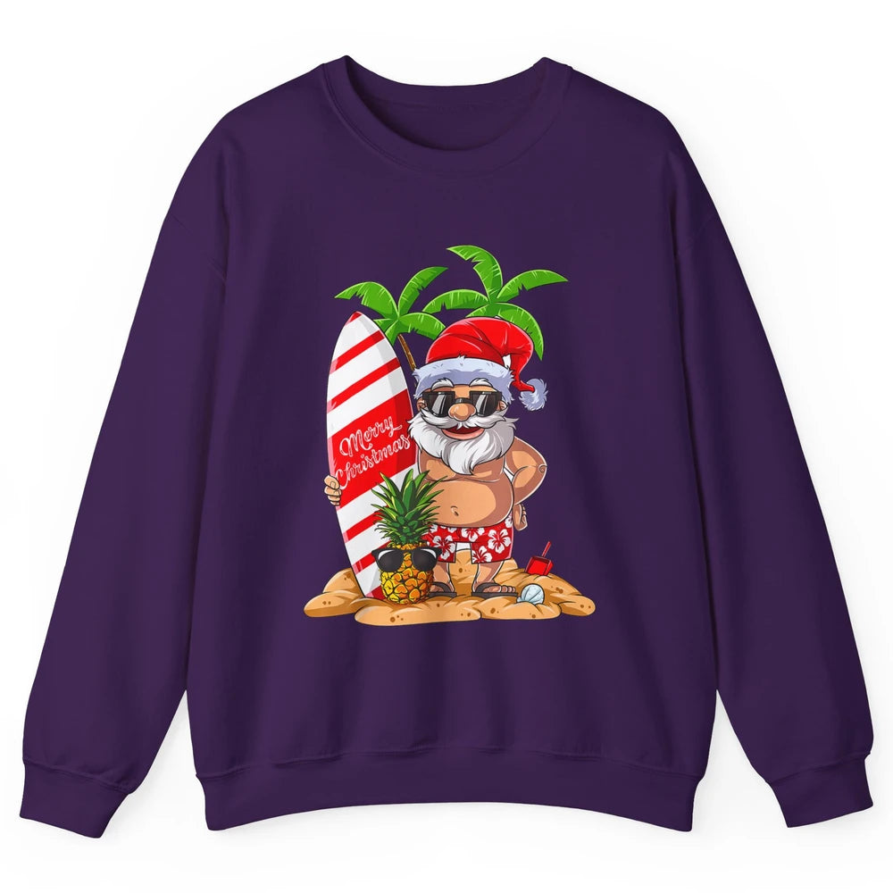 Christmas in July Santa Hawaii Surfing Summer Christmas Unisex Crewneck Sweatshirt