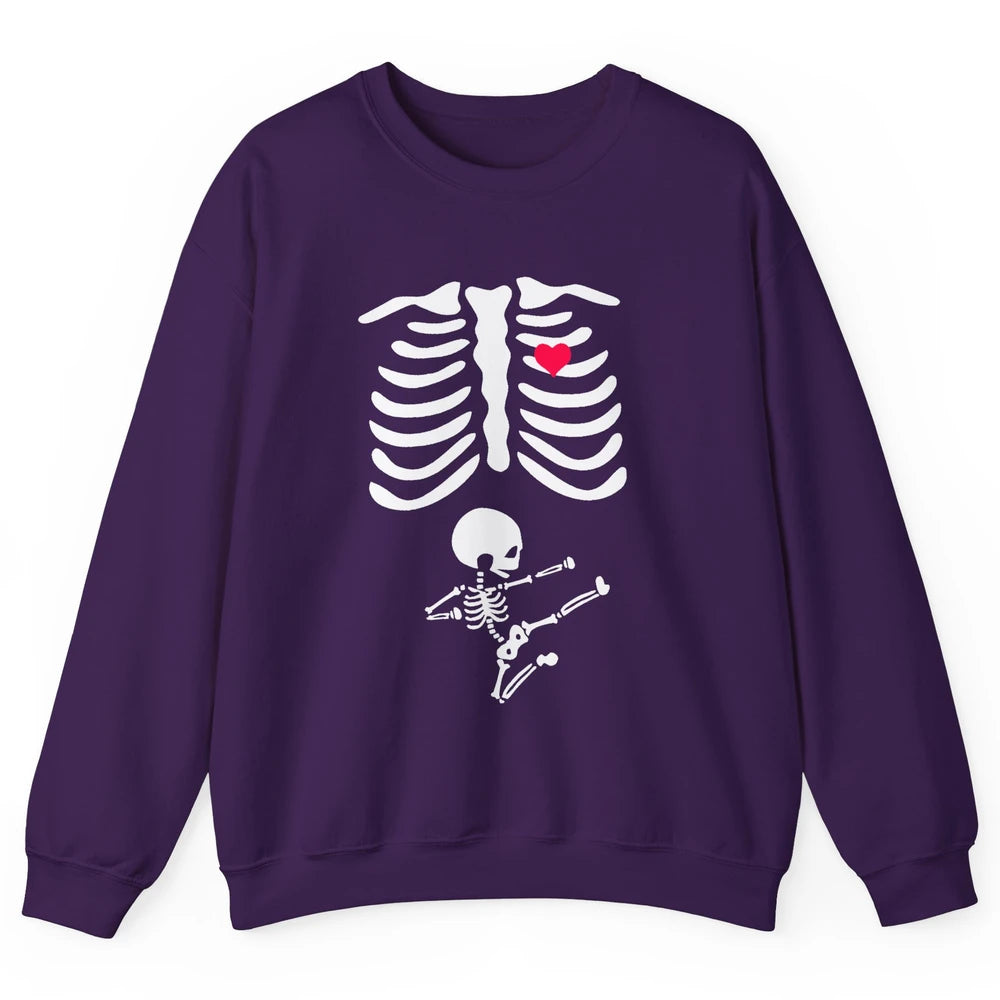 Pregnant Halloween Skeleton Naughty Baby Boy Pumpkin Costume Unisex Crewneck Sweatshirt