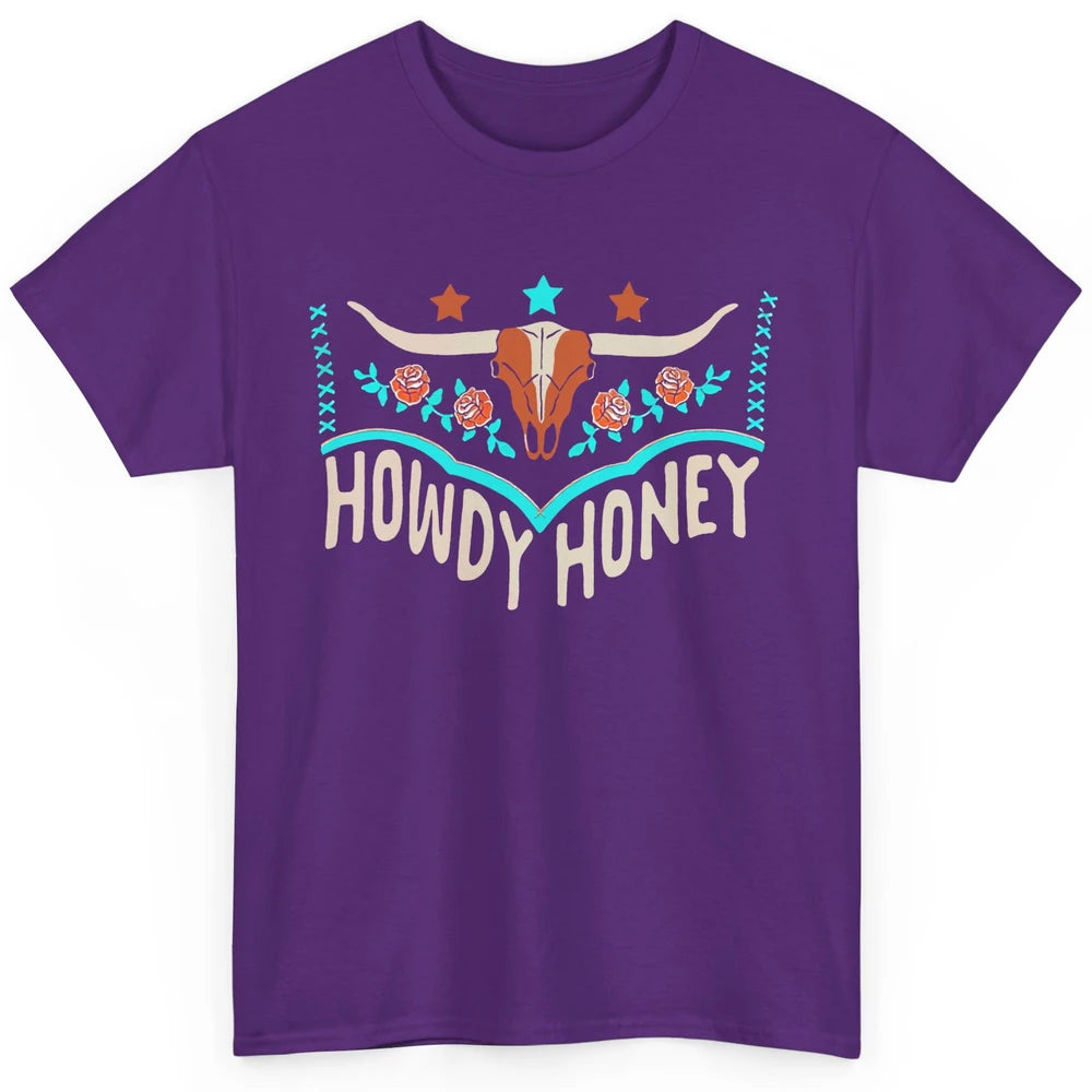Retro Bull Skull Howdy Honey Western Country Cowboy Gift Classic Unisex T-Shirt