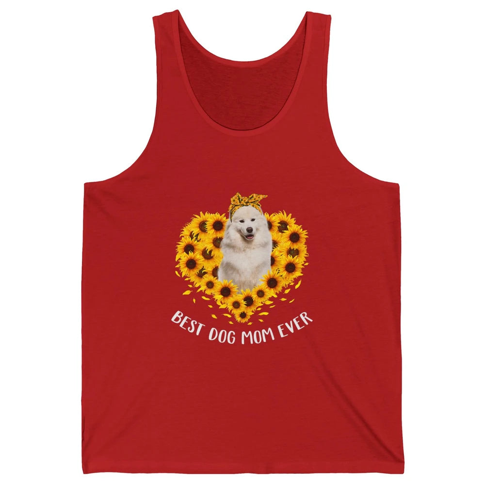 Retro Best Samoyed Dog Mom Ever Mother Puppy Sunflower Heart Unisex Jersey Tank