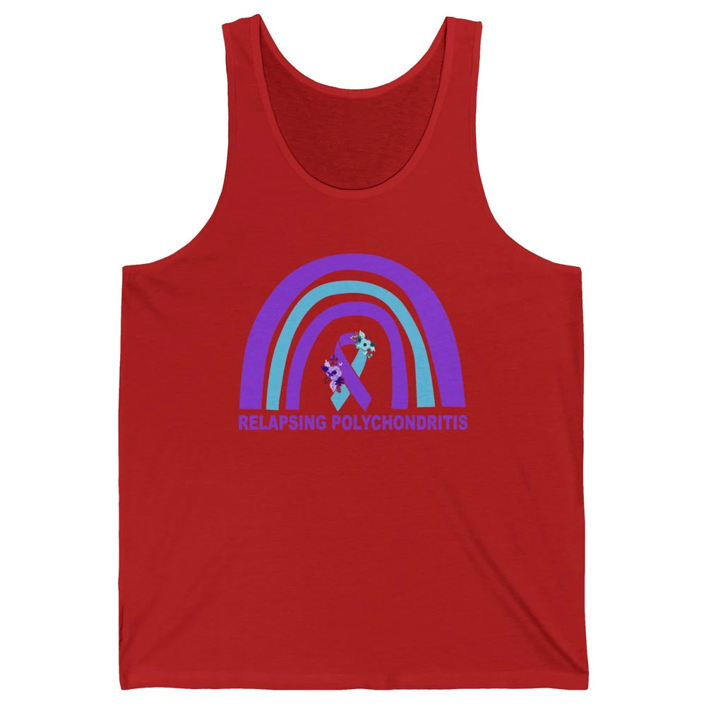 Relapsing Polychondritis Awareness Floral Blue Purple Ribbon Unisex Jersey Tank