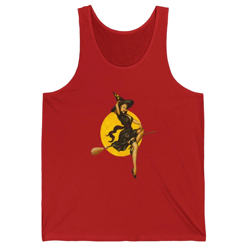 Pin Up Vintage Witch Pastel Witchcraft Halloween Spooky Goth Unisex Jersey Tank