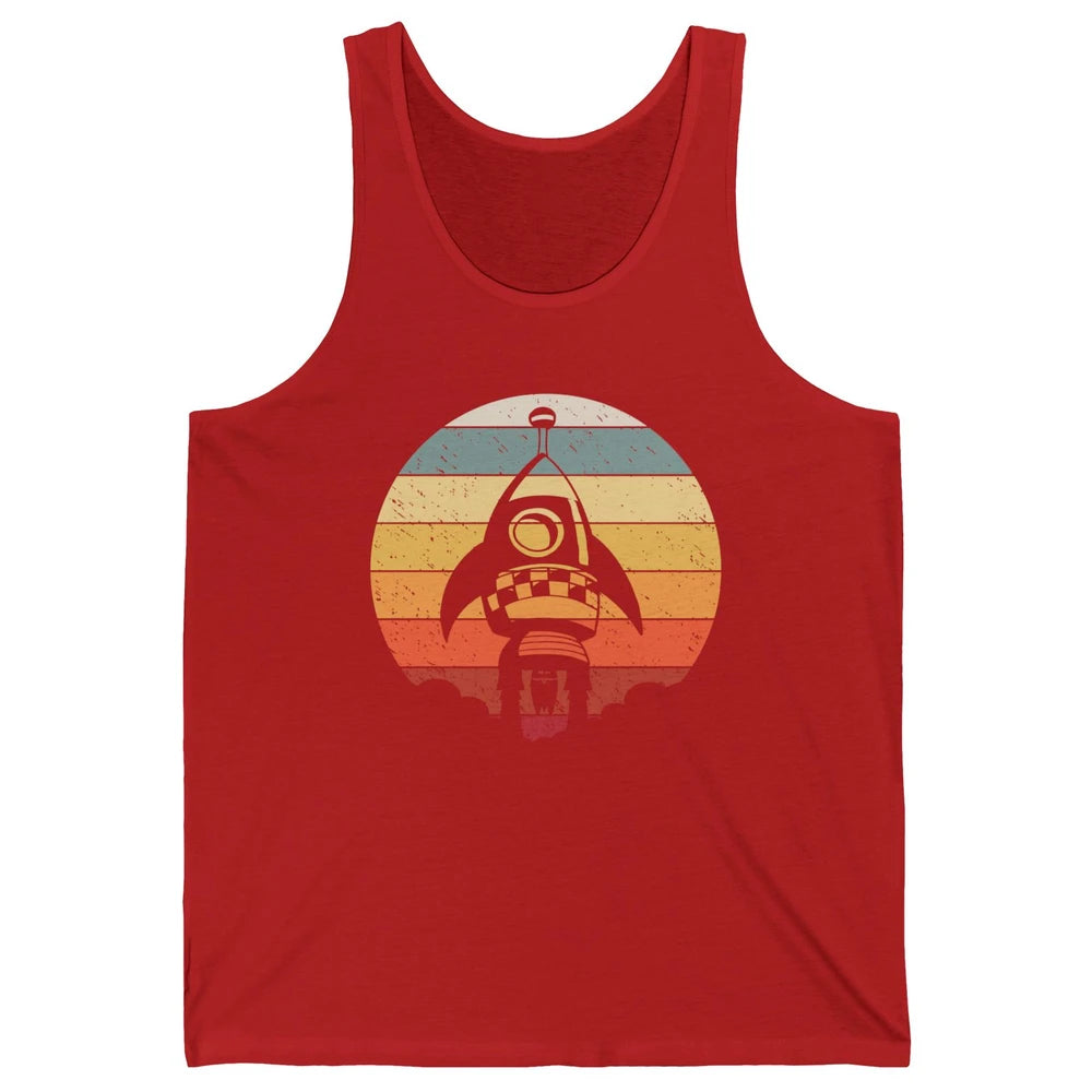 Retro Astronaut Spaceship Spacecraft Spaceman Rocket Launch Unisex Jersey Tank