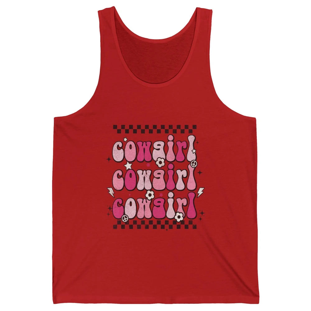 Retro Cowgirl Boho Rodeo Howdy Cowboy Texas Western Country Unisex Jersey Tank