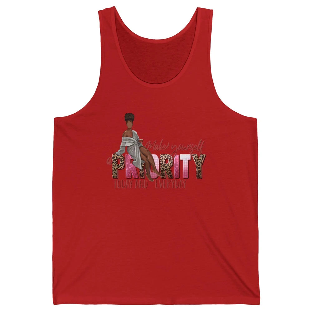 Afro Woman Make Yourself Priority Everyday Black Woman Pride Unisex Jersey Tank
