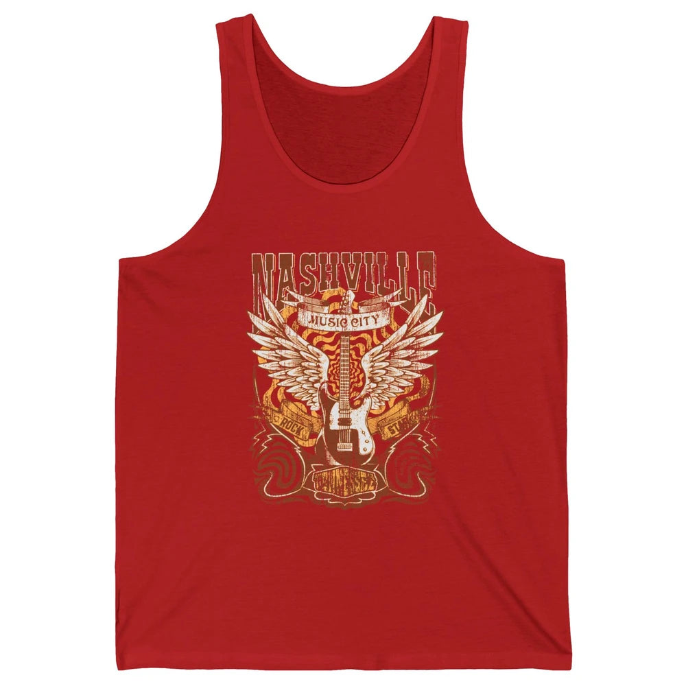 Retro Guitar Nashville Music City Western Country Music Unisex Jersey Tank