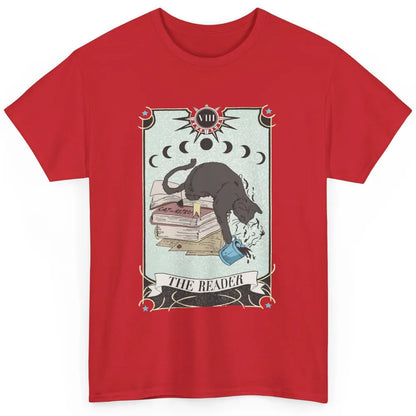 Retro Black Cat Books The Reader Tarot Card Halloween Reading Book Crescent Moon Classic Unisex T-Shirt