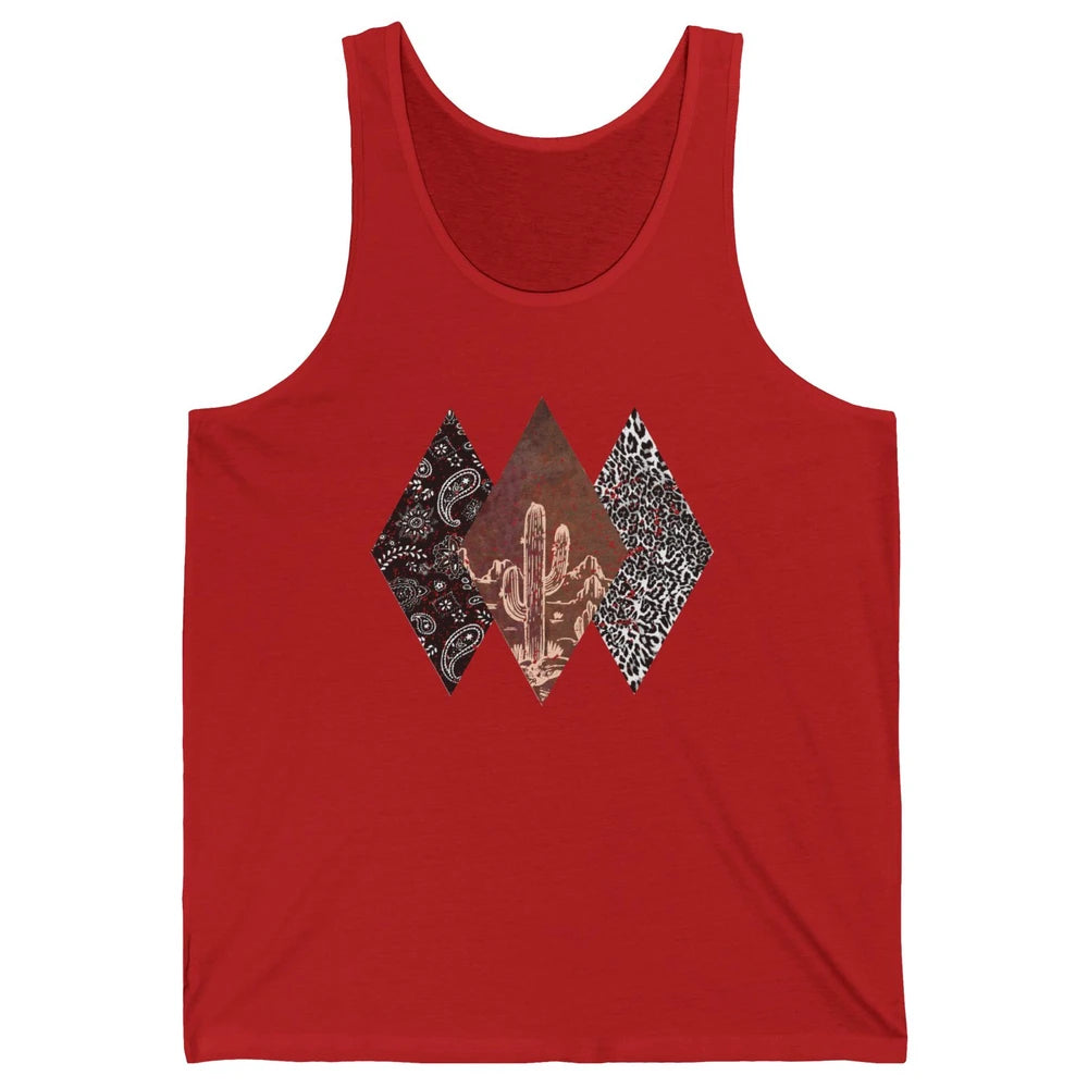 Retro Leopard Desert Cactus Sunset Western Country Cowgirl Unisex Jersey Tank