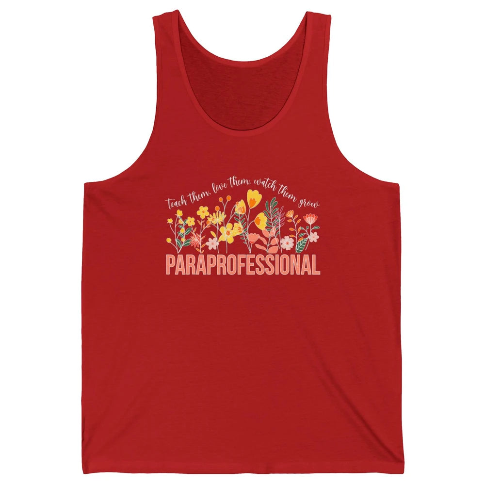 Para Teacher Teach Love Student Wildflower Paraprofessional Unisex Jersey Tank