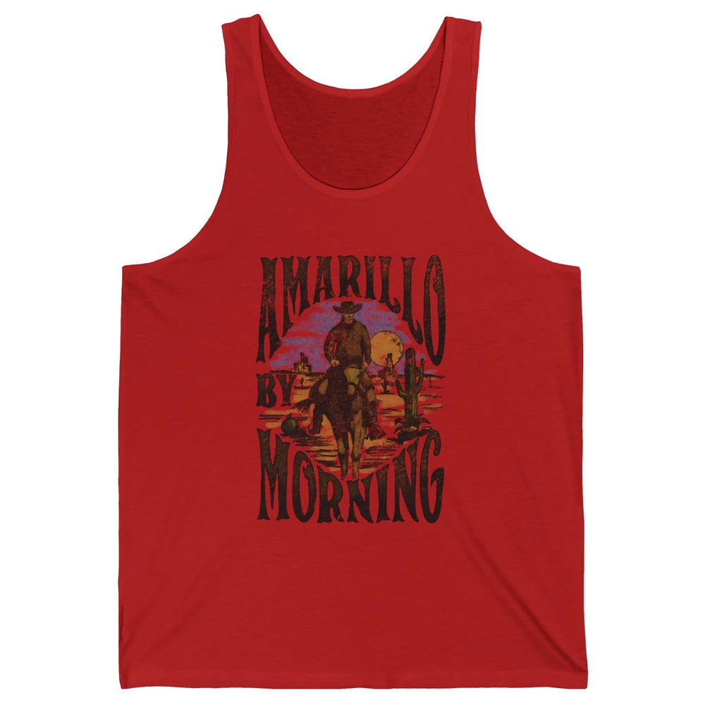 Retro Cowboy Riding Horse Desert Amarillo By Morning Western Unisex Jersey Tank