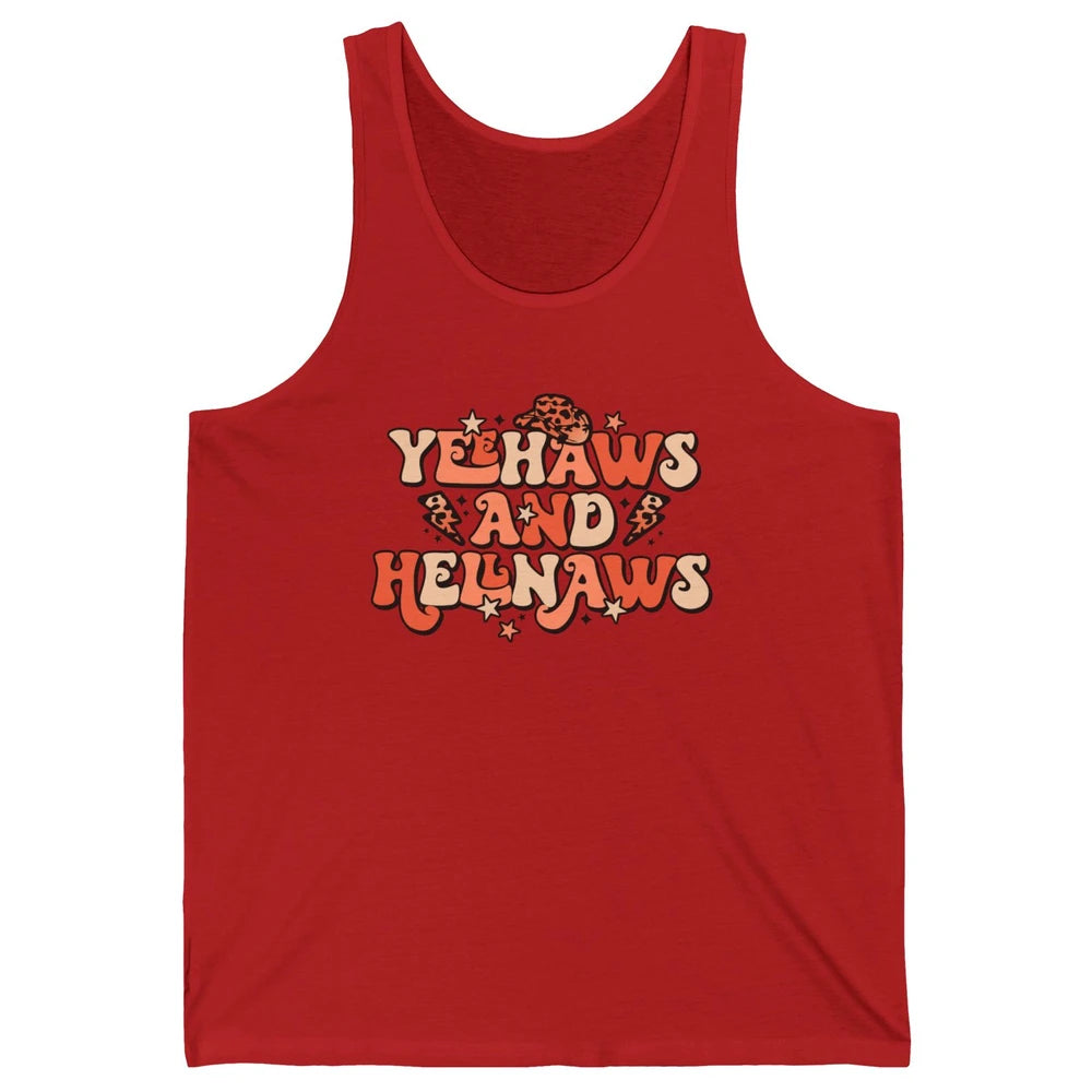 Retro Cowboy Leopard Yeehaws And Hell Naws Western Country Unisex Jersey Tank