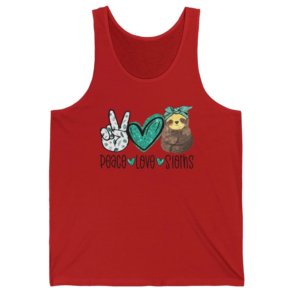 Peace Love Sloths Cute Baby Sloth With Bandana Sloth Lovers Unisex Jersey Tank