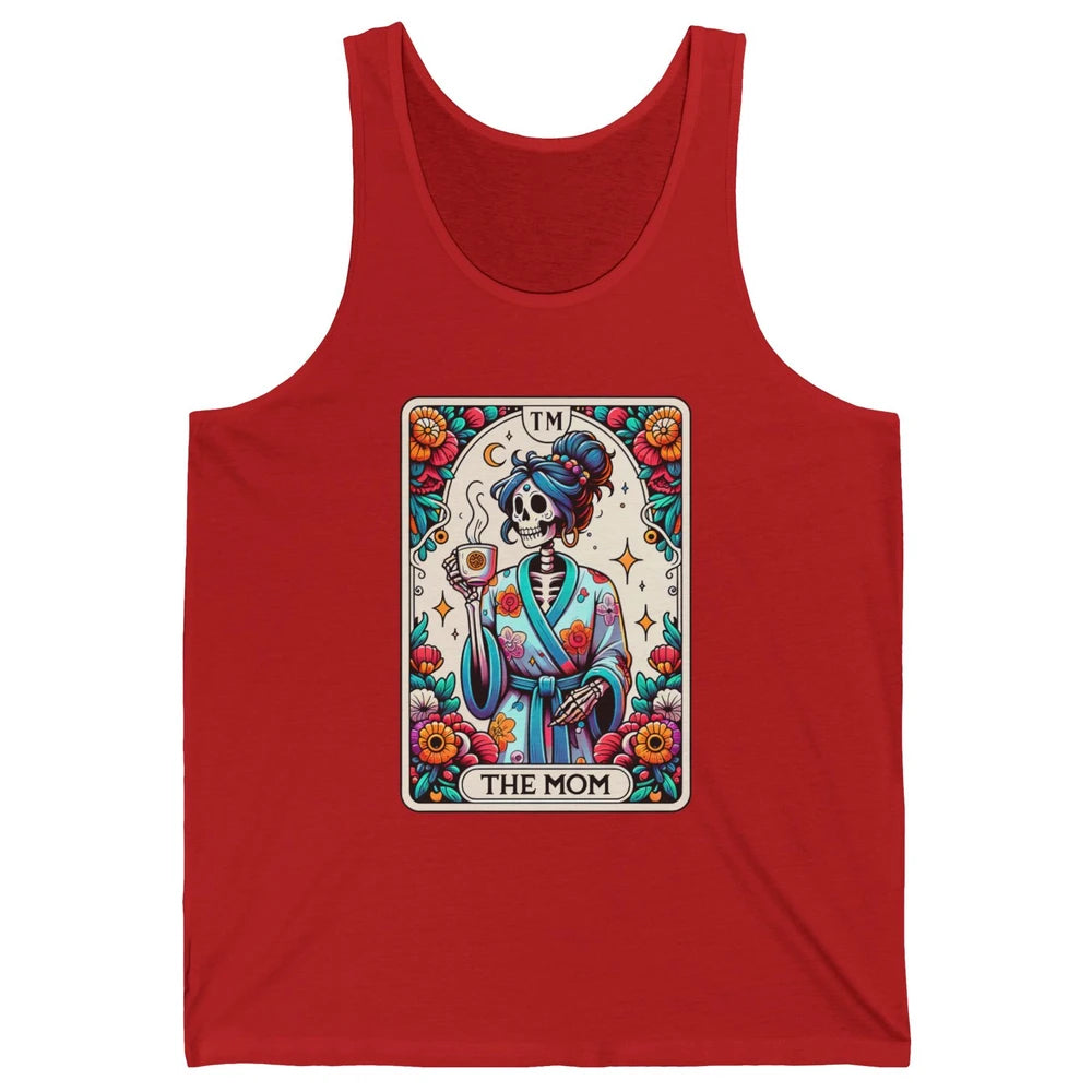 Retro Floral Skeleton The Mom Tarot Card Halloween Mom Life Unisex Jersey Tank
