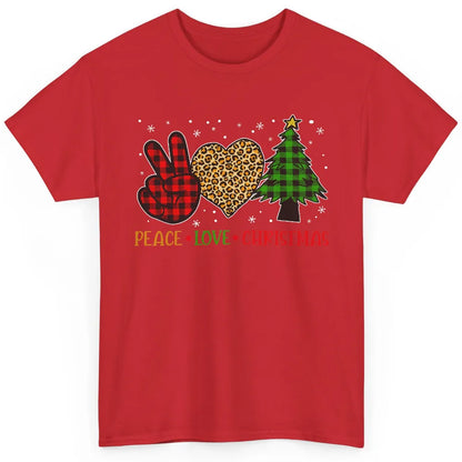 Peace Love Christmas Cute Christmas Heart Plaid Xmas Gift Classic Unisex T-Shirt