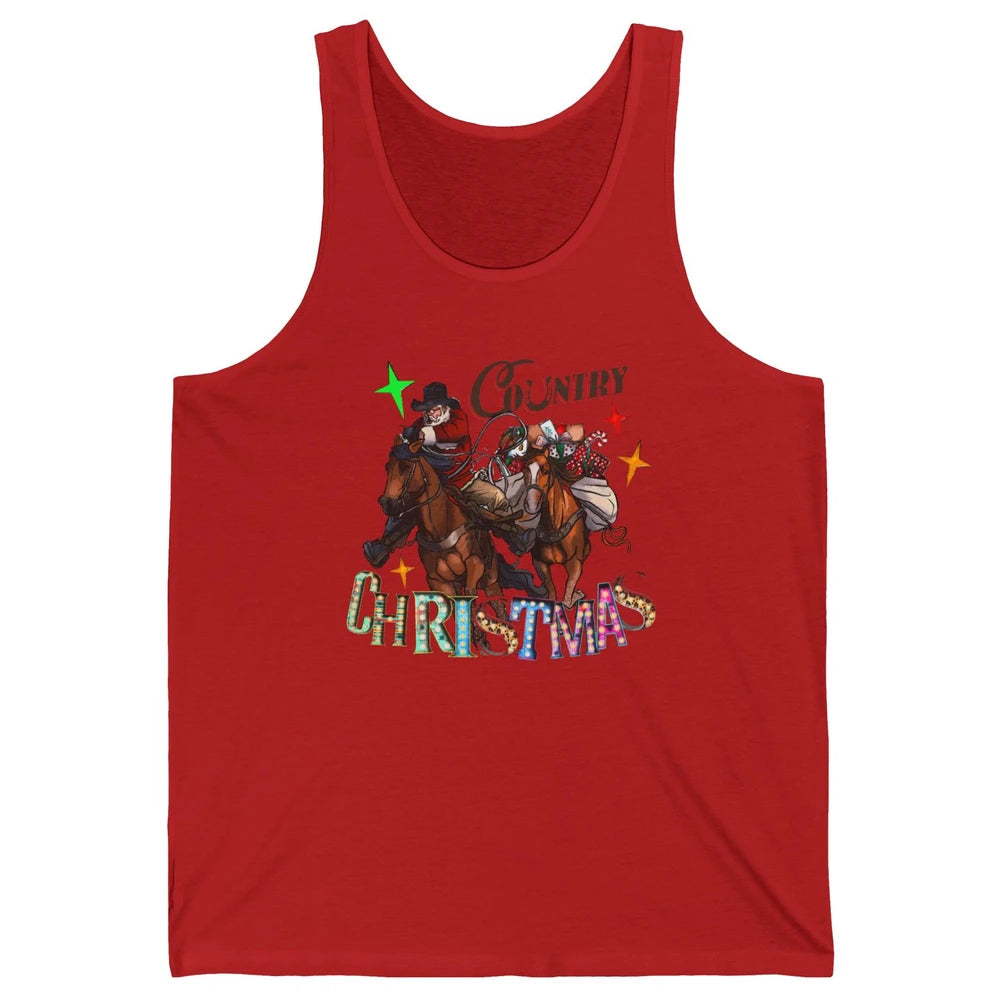 Santa Claus Country Christmas Y'all Western Country Cowboy Unisex Jersey Tank
