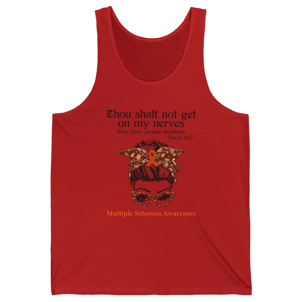 Multiple Sclerosis Awareness Messy Bun Ms Cancer Warrior Unisex Jersey Tank