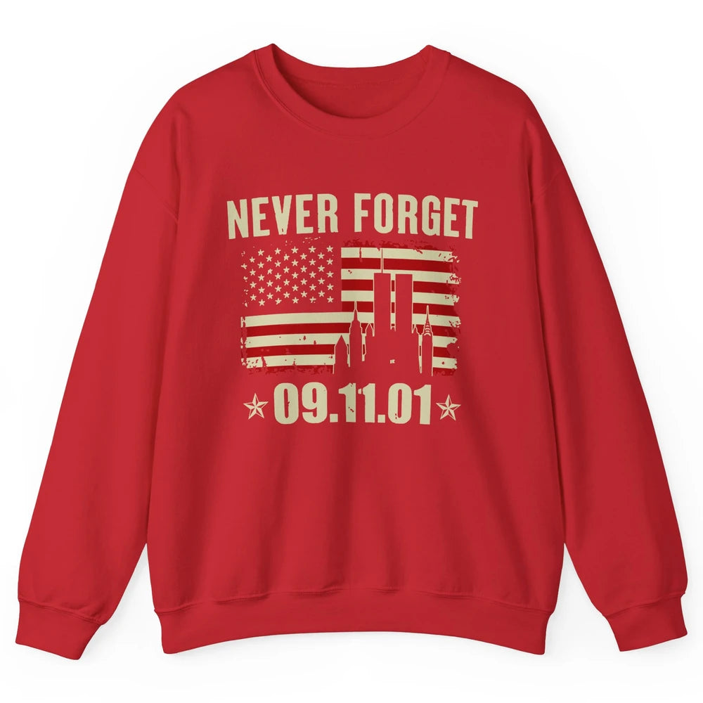 Retro Never Forget 911 American Flag Patriotic Memorial Gift Unisex Crewneck Sweatshirt