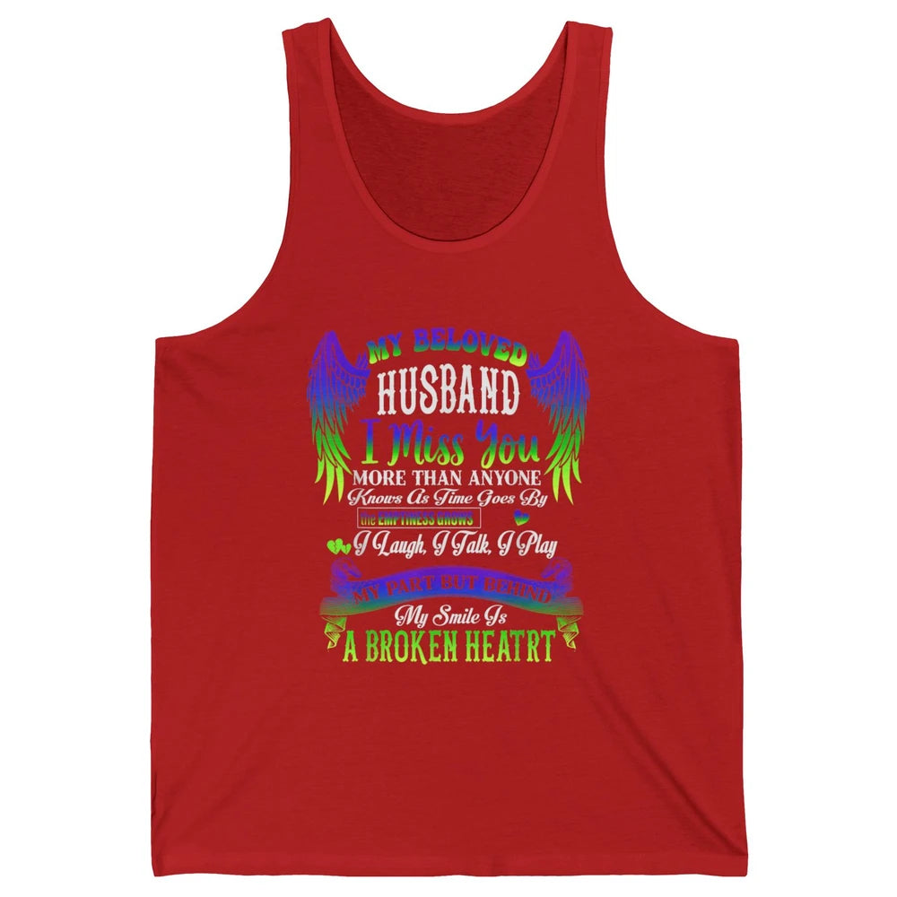 My Husband My Angel In Heaven Love Miss You Husband Wings Unisex Jersey Tank